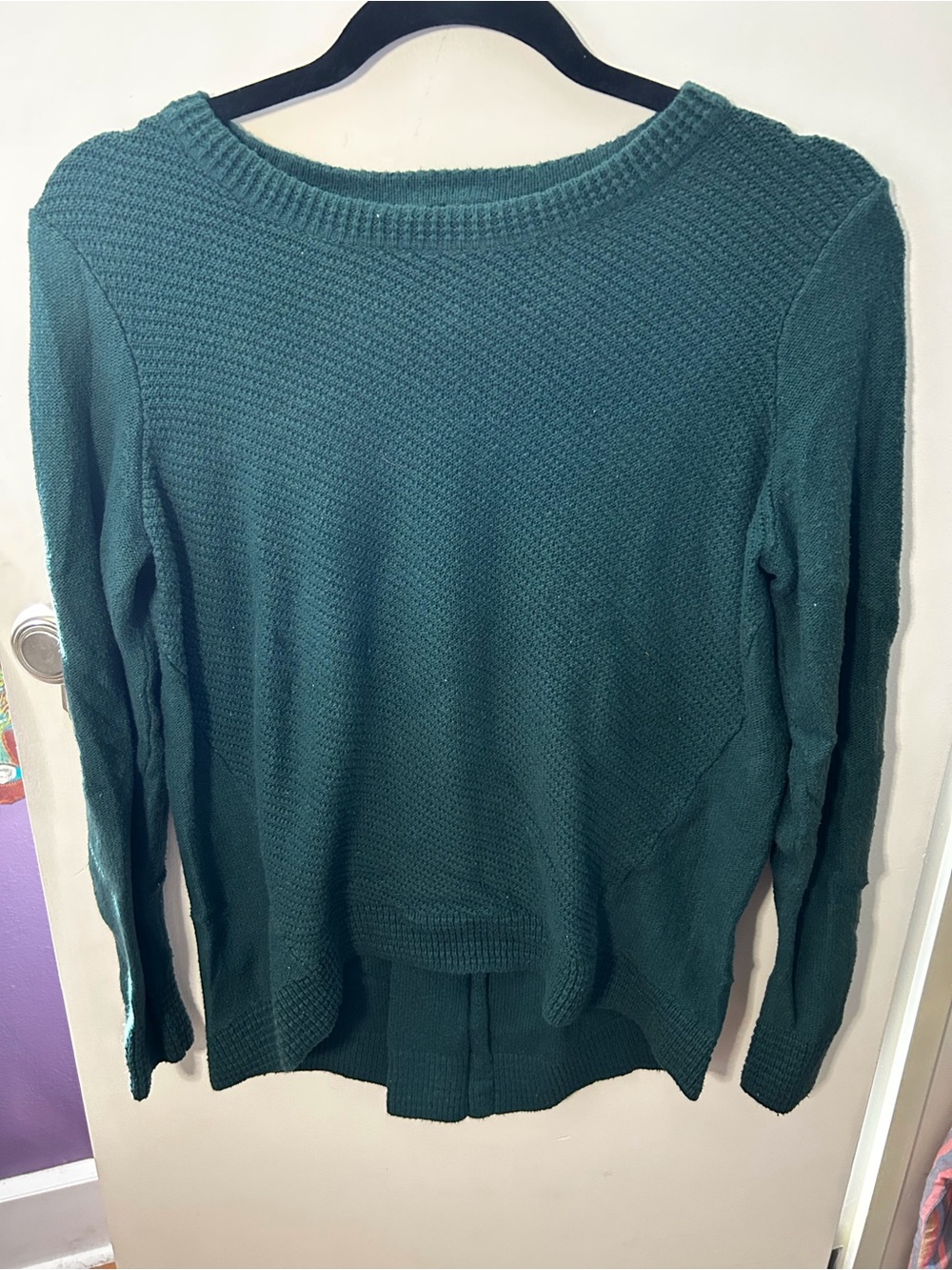 Madewell Deep Teal Textured Crewneck Sweater